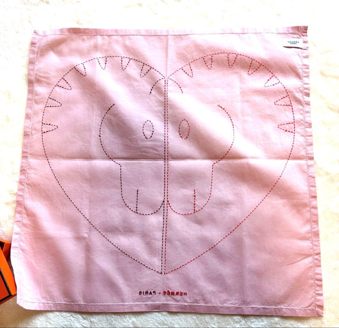 HERME'S エルメス ハンカチ ステッチ 刺繍　極美品