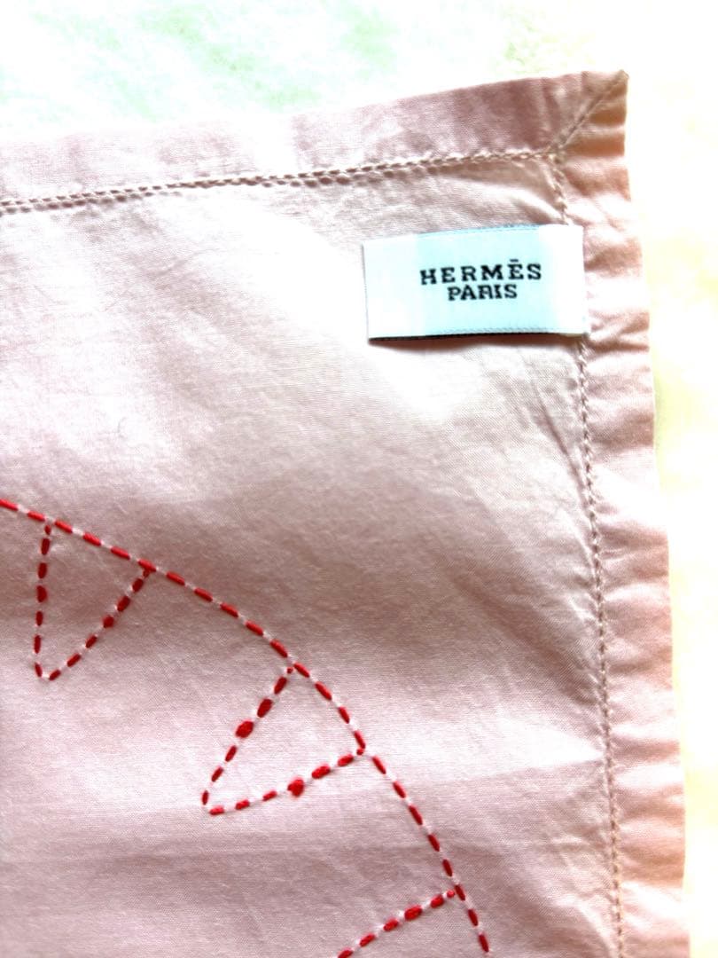HERME'S エルメス ハンカチ ステッチ 刺繍　極美品