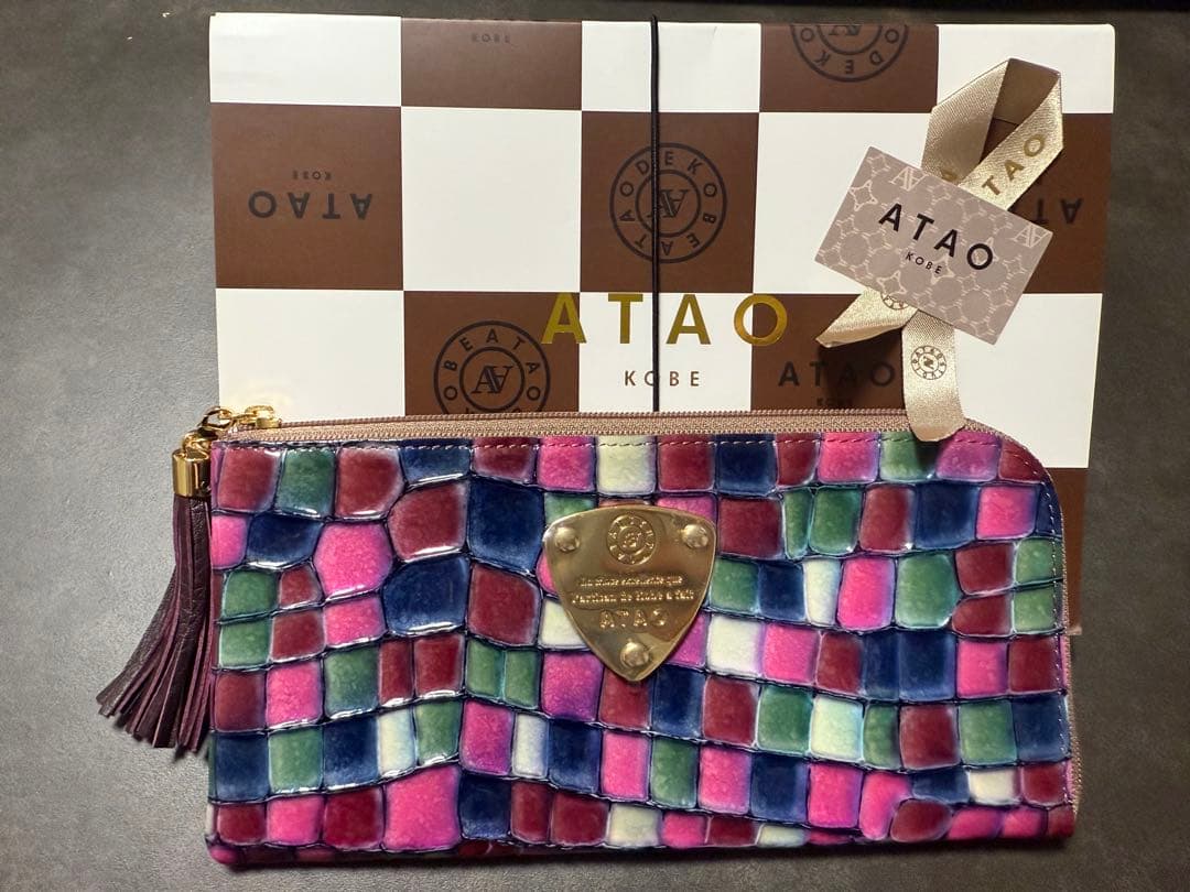 ATAO 長財布 マルチカラー タイル模様