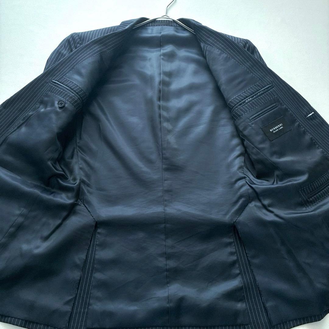 【美品】バーバリーブラックレーベル 3ピース スーツ 36R ストライプ 紺