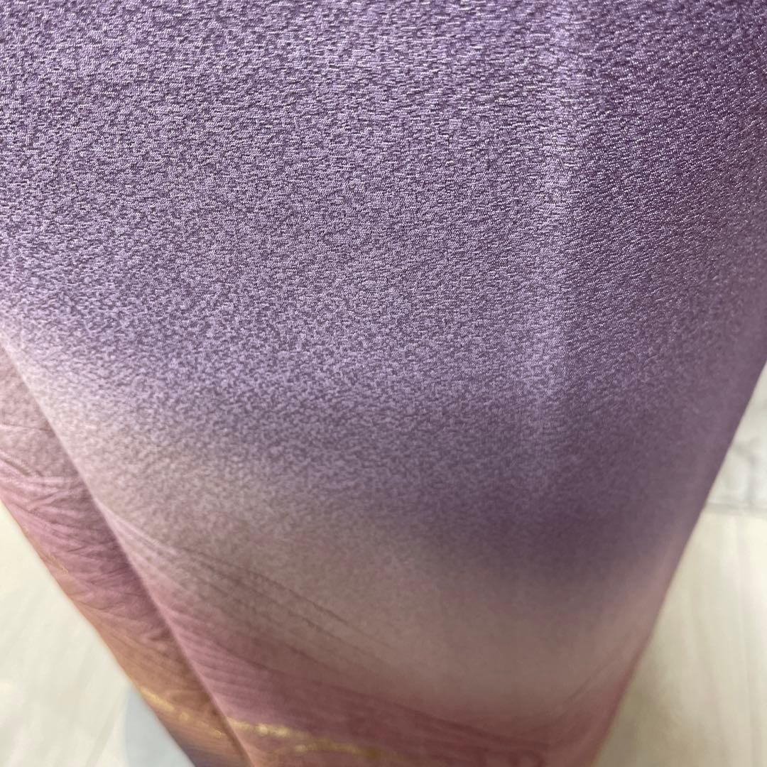 正絹付下げ 紫 作家、落款、一つ紋
