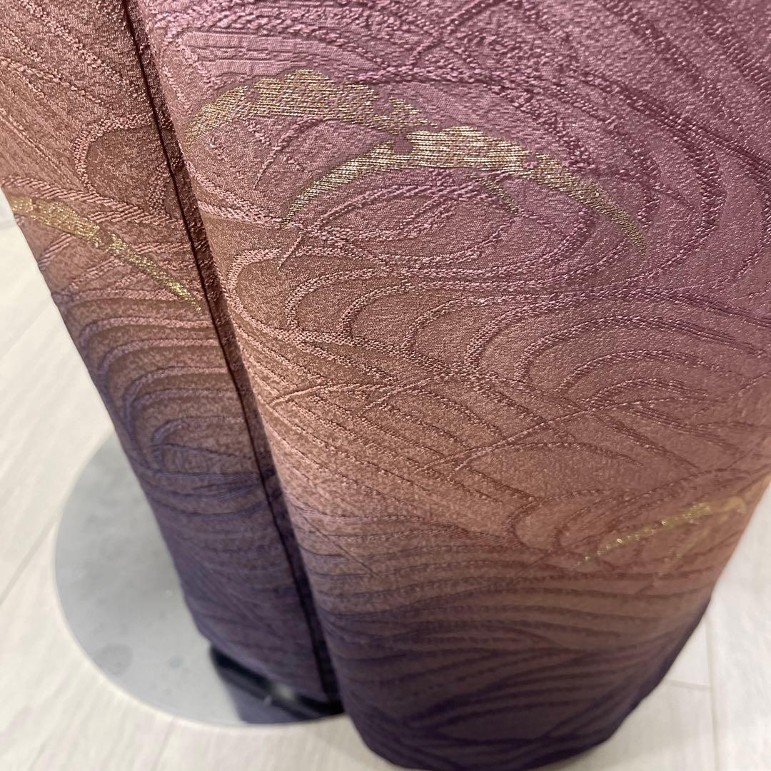 正絹付下げ 紫 作家、落款、一つ紋