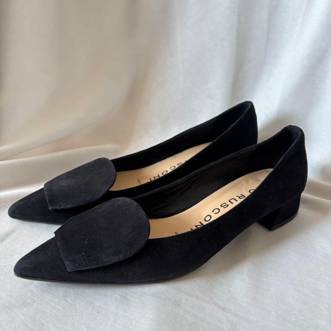 極美品★ FABIO RUSCONI ブラック フラットシューズ　37.5 黒