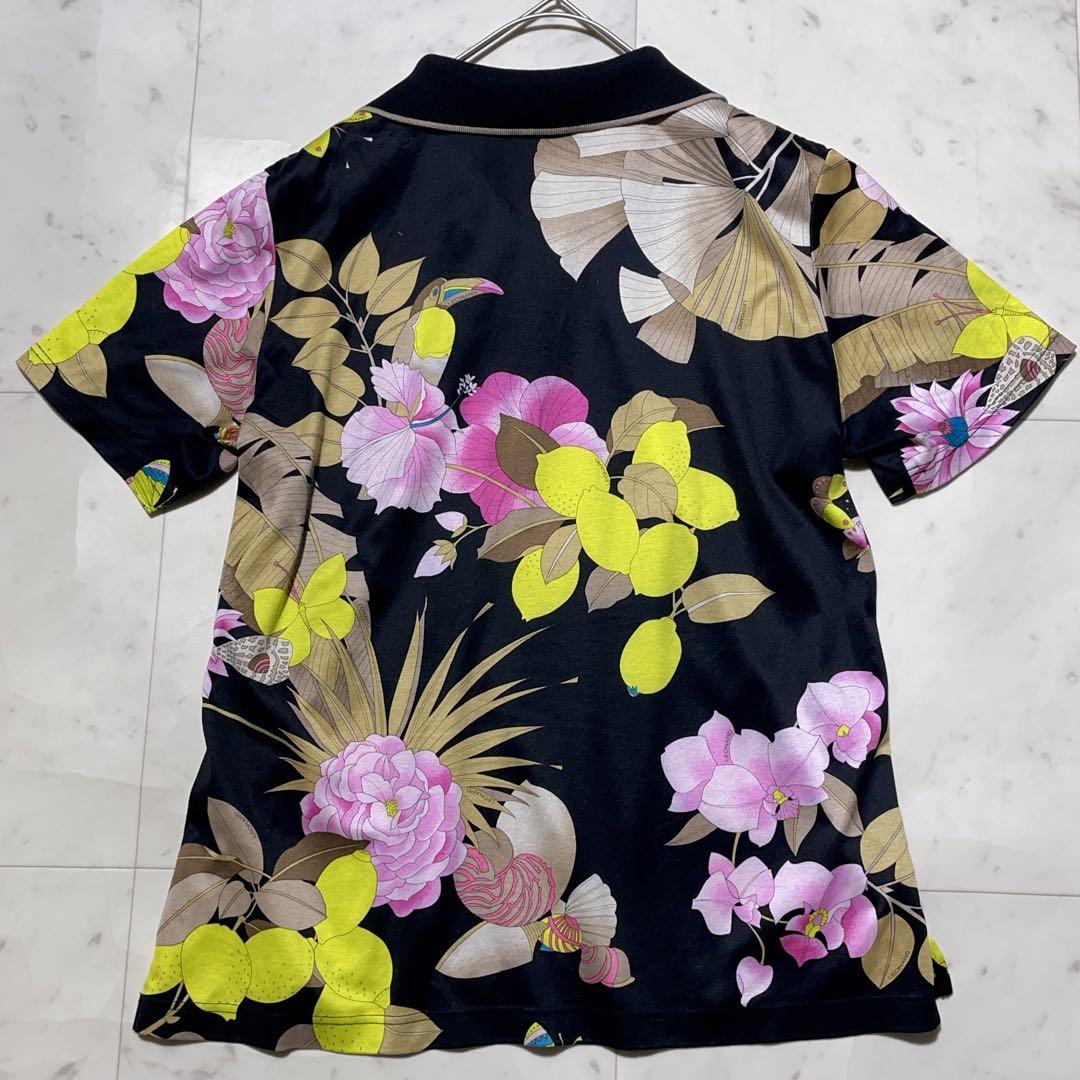 美品✨　レオナールスポーツ　半袖　ポロシャツ　LLサイズ　花柄　ピンク　大きめ
