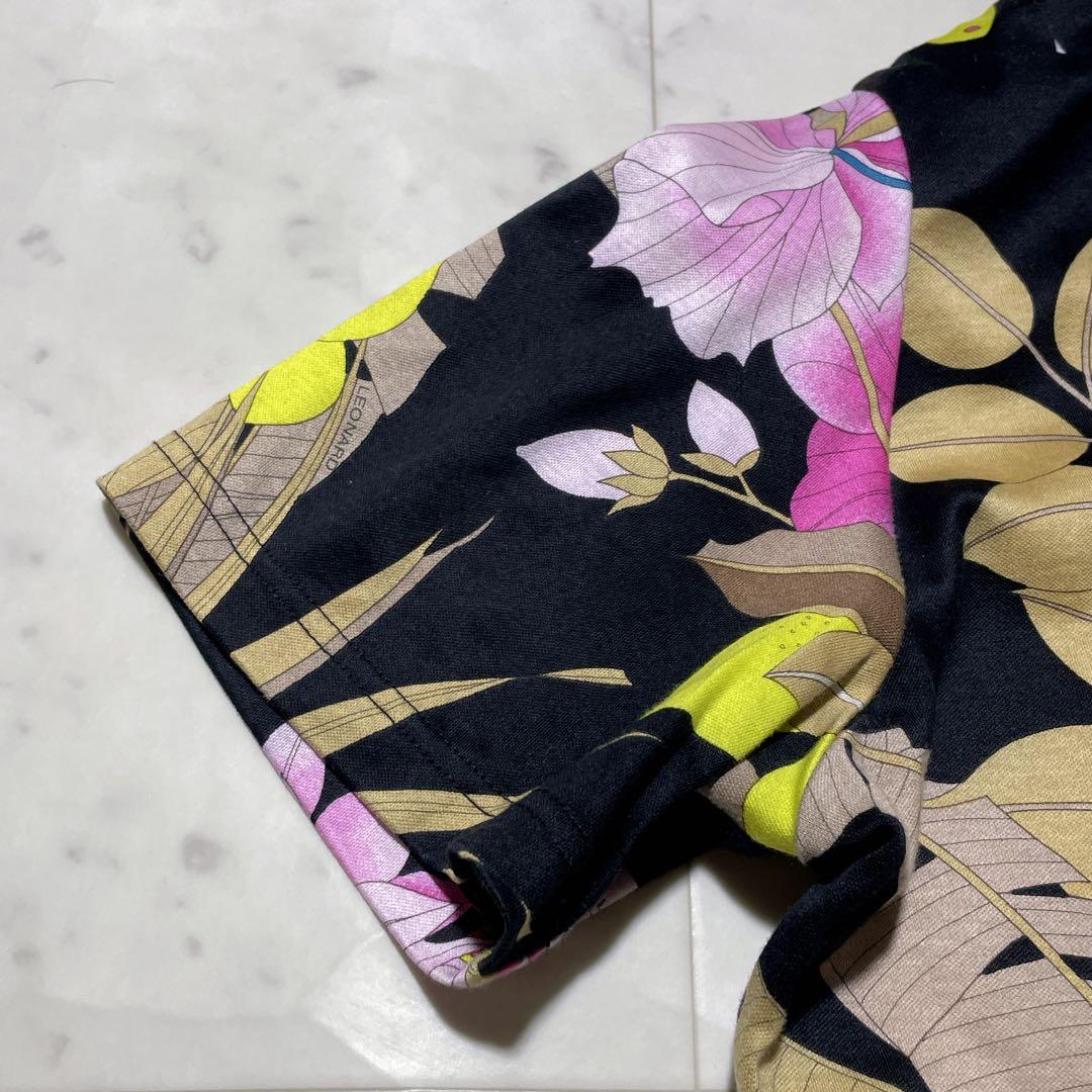 美品✨　レオナールスポーツ　半袖　ポロシャツ　LLサイズ　花柄　ピンク　大きめ