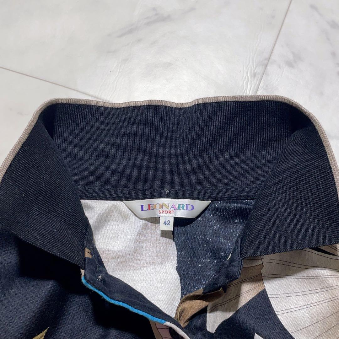 美品✨　レオナールスポーツ　半袖　ポロシャツ　LLサイズ　花柄　ピンク　大きめ