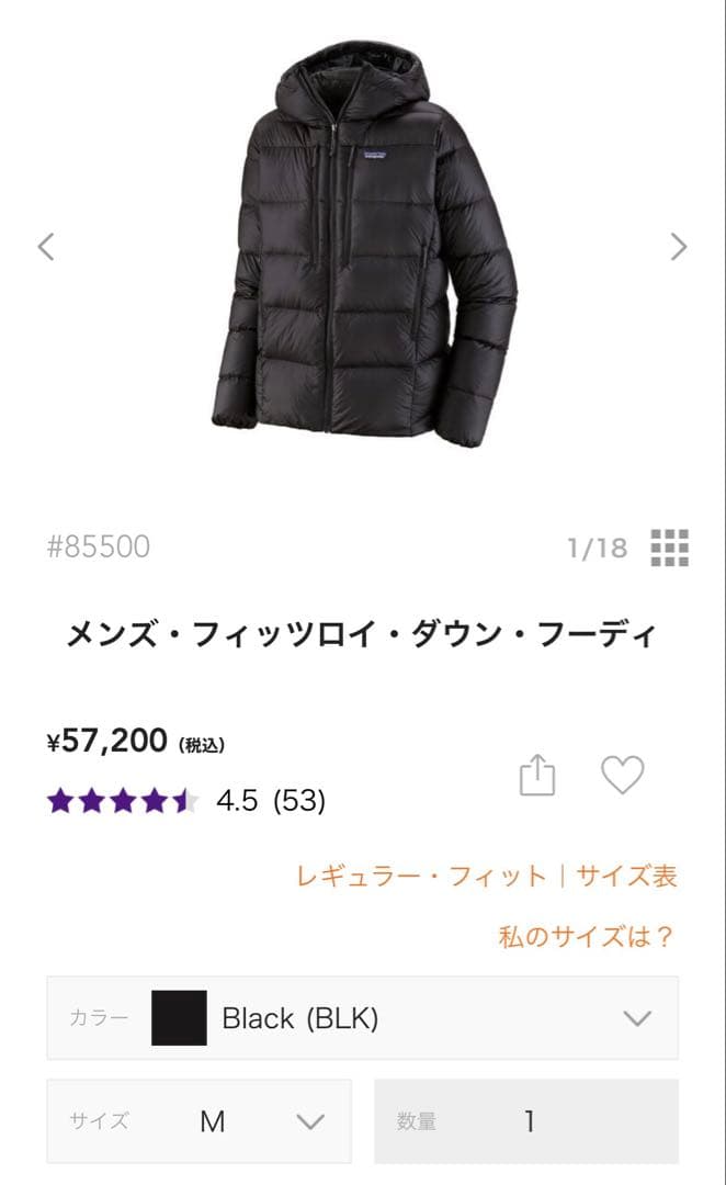 早い者勝ち新品未使用Patagonia フィッツロイ・ダウン・フーデM ブラック