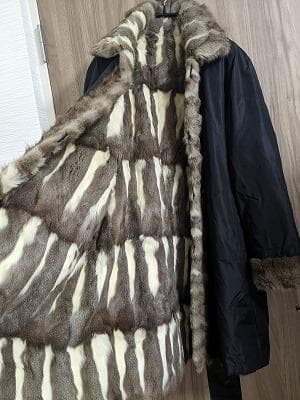 271　ロシアリス　毛皮　リバーシブル　シルク　コート　ライナー　リアルファー