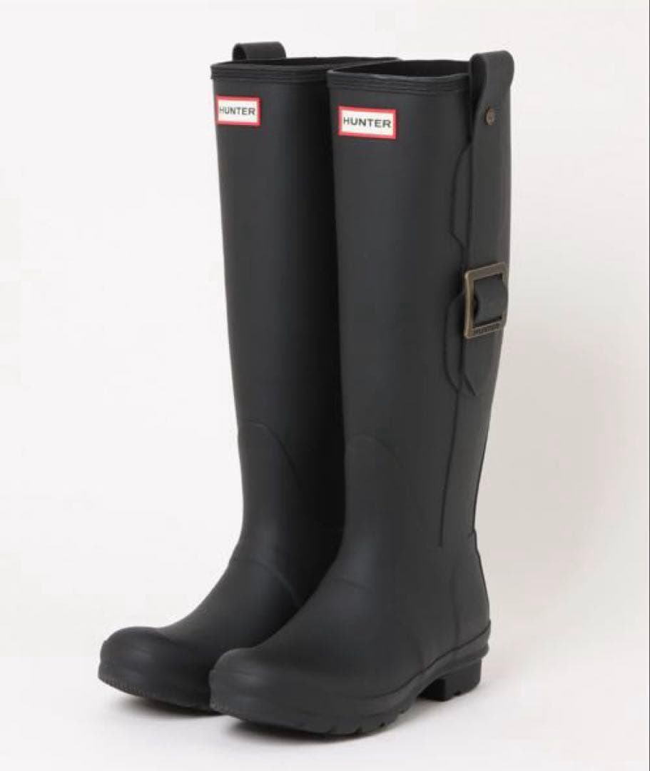 HUNTER ハンター ブラック ロングブーツ レインブーツ バックル付き 39