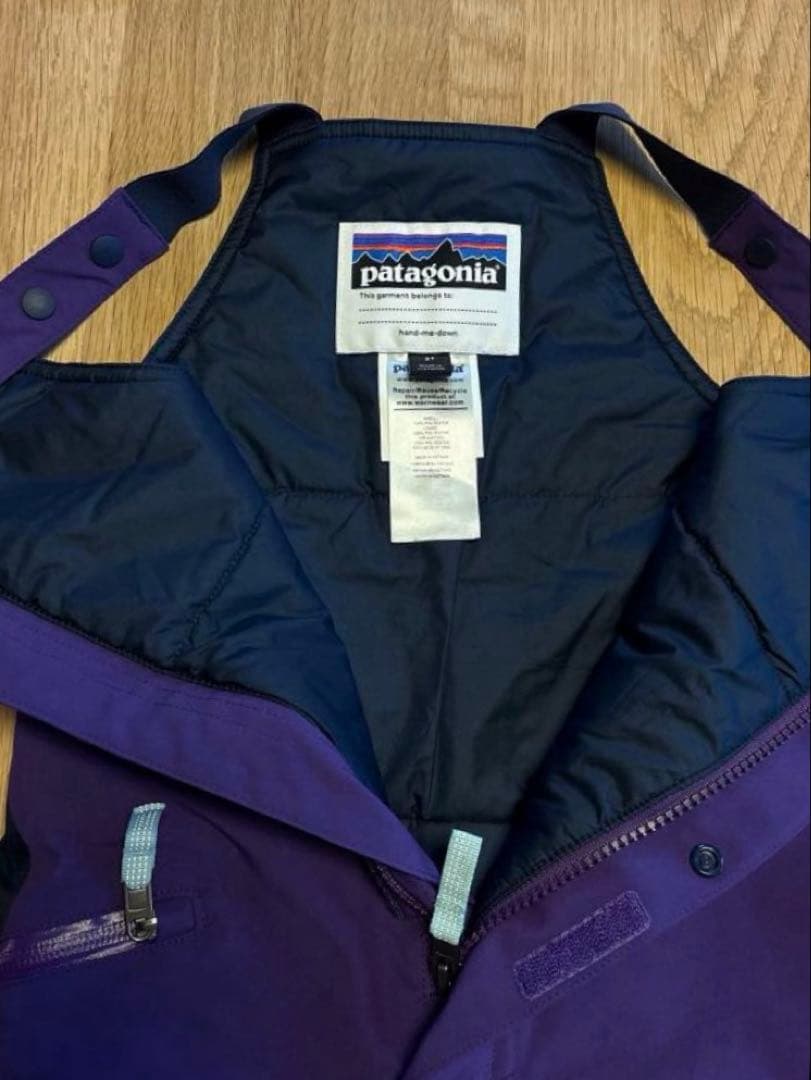 patagonia 子ども用スキーウェア パープル/ネイビー