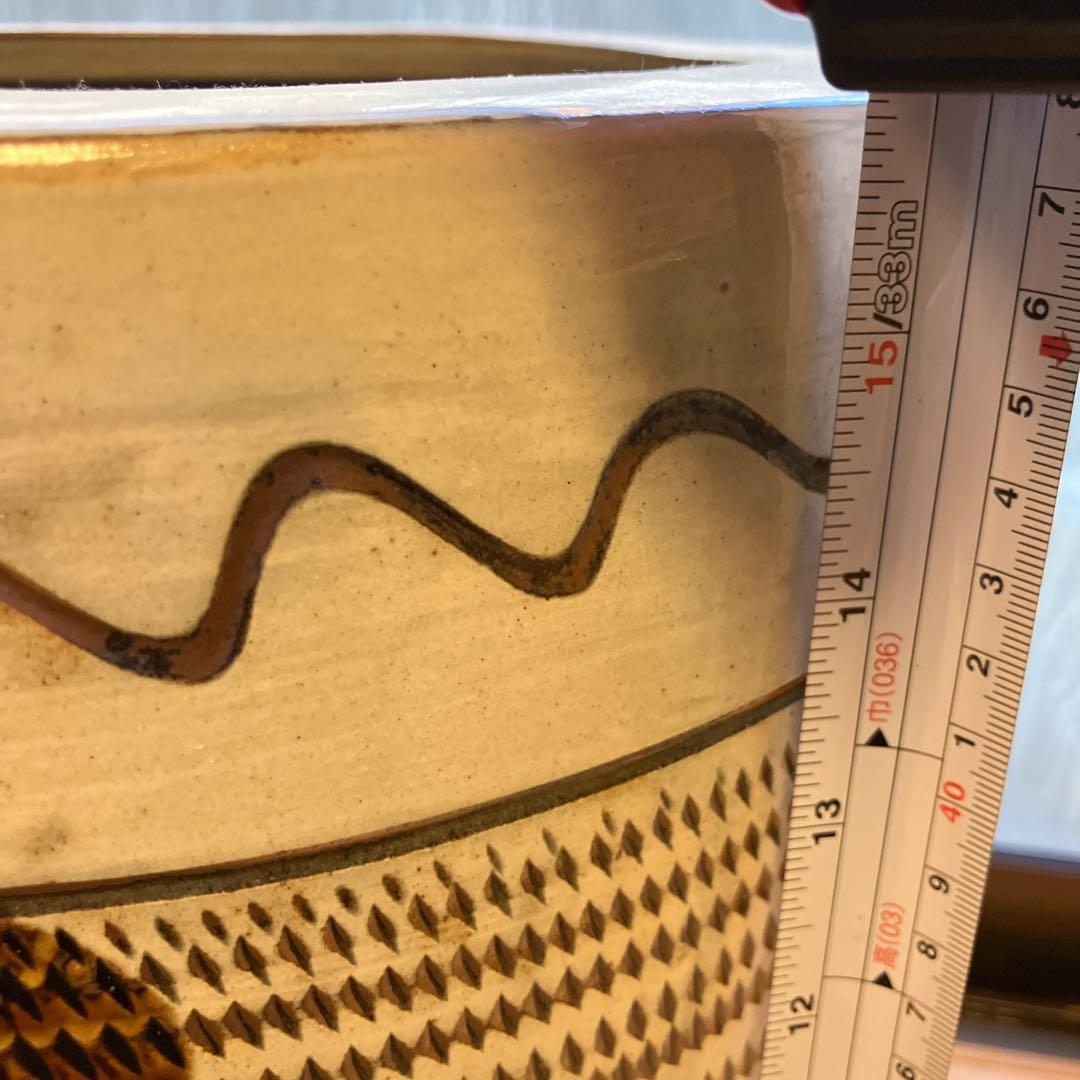 小鹿田焼　飛びカンナ　傘立て　睡蓮鉢　メダカ鉢　小石原焼