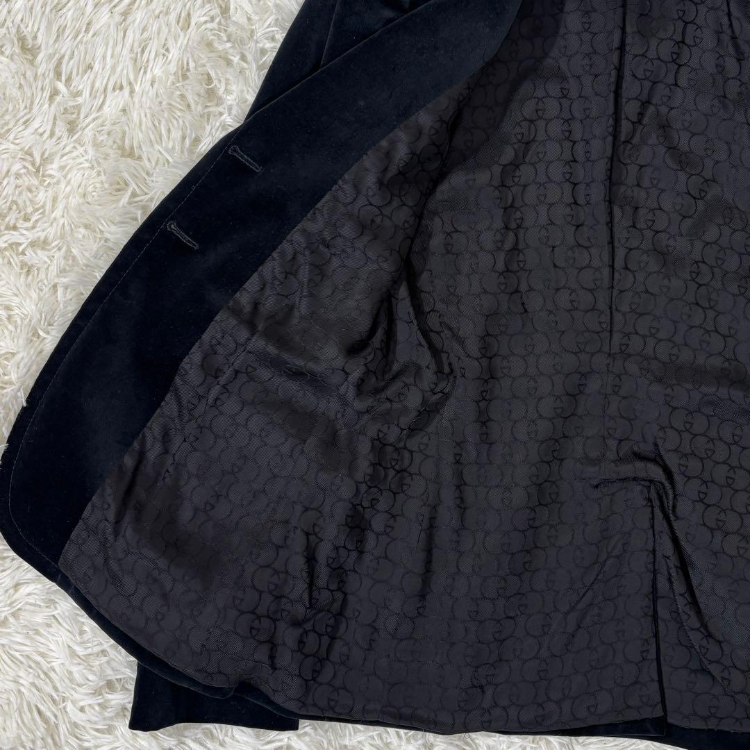 グッチ テーラードジャケット ベロア ホースビット ブラック 42