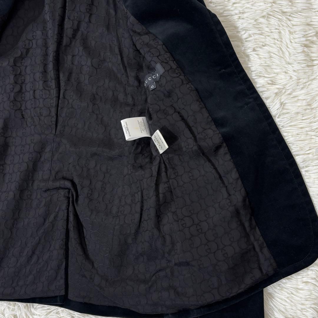 グッチ テーラードジャケット ベロア ホースビット ブラック 42