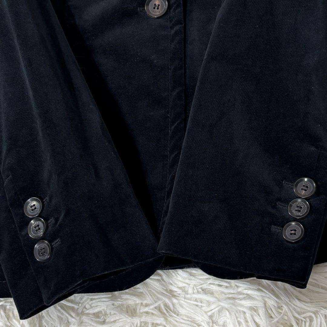 グッチ テーラードジャケット ベロア ホースビット ブラック 42