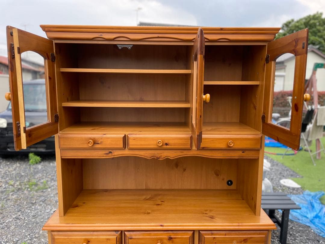 【美品】おしゃれ　カップボード　食器棚　キッチンボード　キッチン収納　カントリー