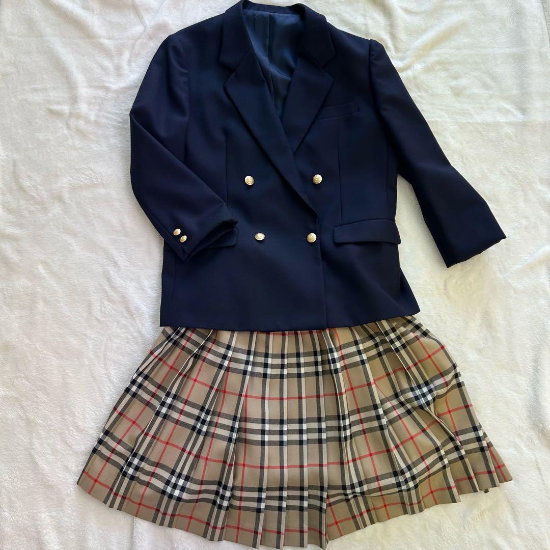 【美品】バーバリー フォーマル セットアップ 160 卒業式 入学式 ネイビー