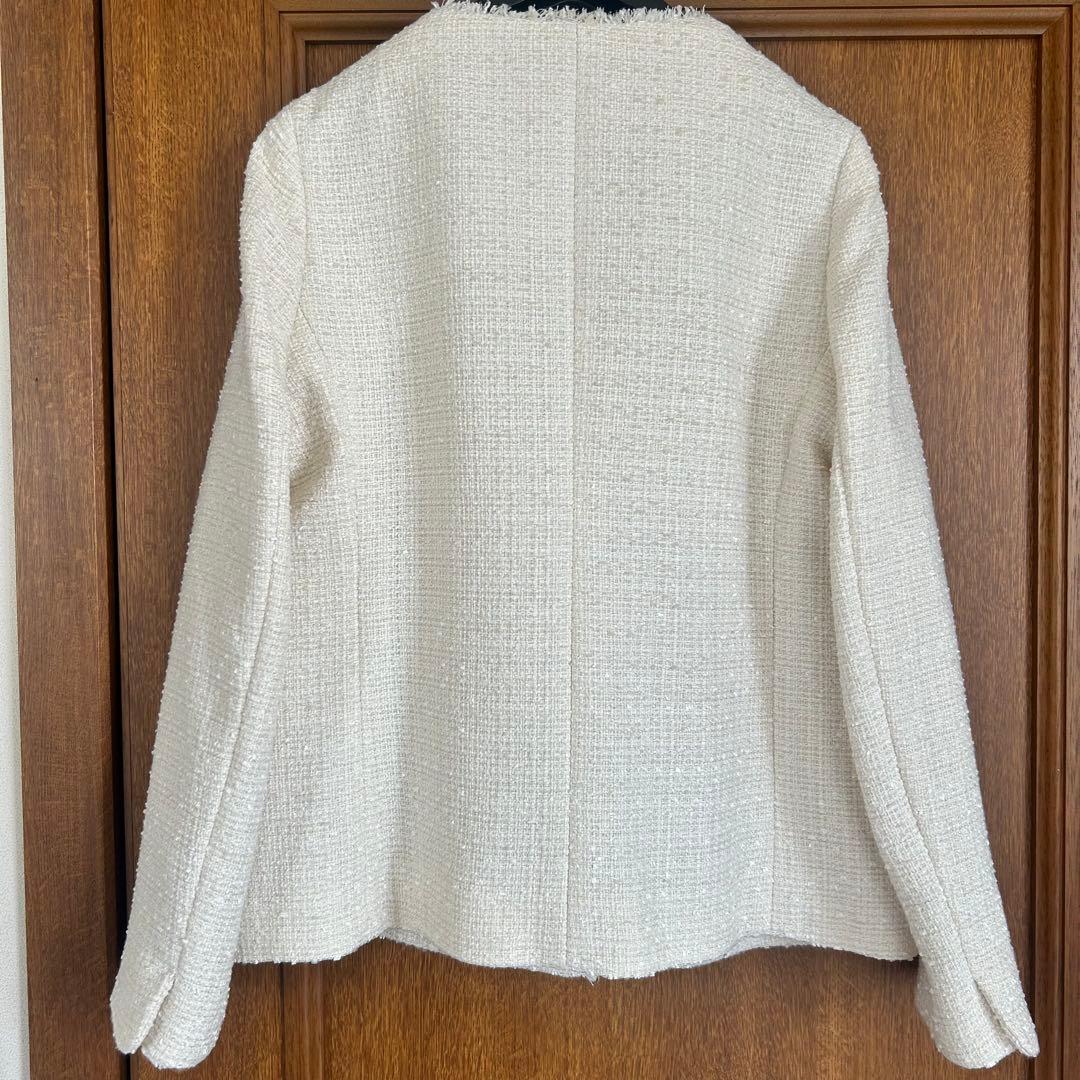 anySiS ノーカラーツイードジャケット ホワイト　11号