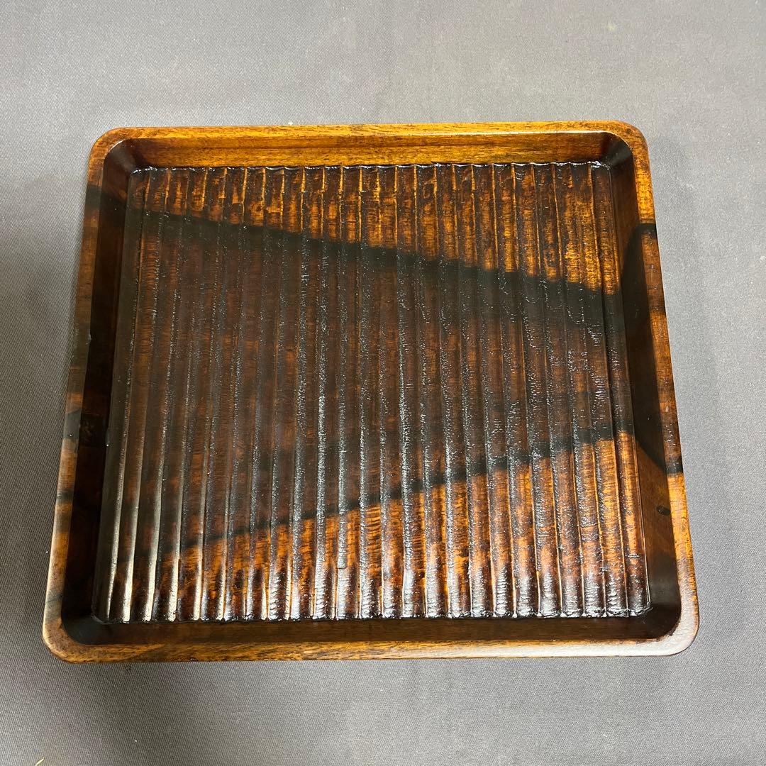 黒柿拭漆我谷盆（くろがきふきうるしわがたぼん）煎茶盆　折敷　№8073