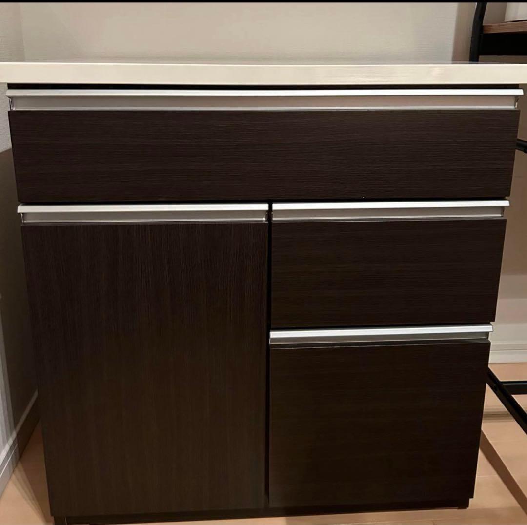 くにぼー　ニトリキッチンカウンター（キュリー2 80CT DBR)