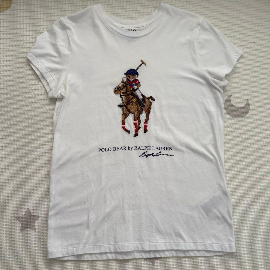 Polo Bear刺繍 ホワイト半袖Tシャツ