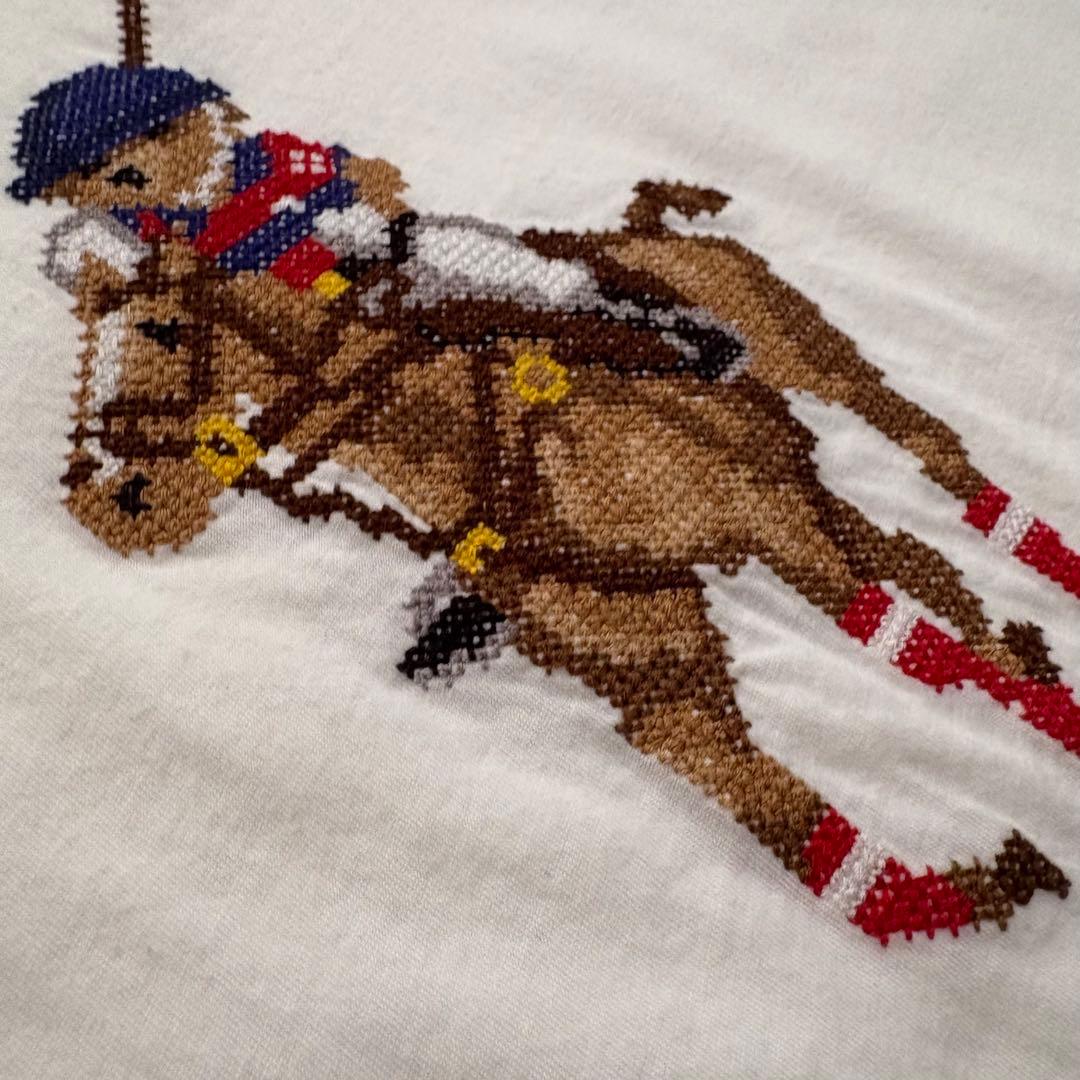 Polo Bear刺繍 ホワイト半袖Tシャツ