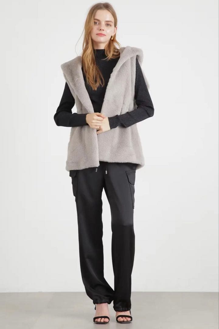 【新品】ピンキーアンドダイアン◆サテンカーゴパンツ ブラック 38