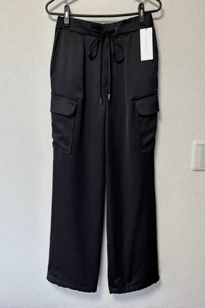 【新品】ピンキーアンドダイアン◆サテンカーゴパンツ ブラック 38