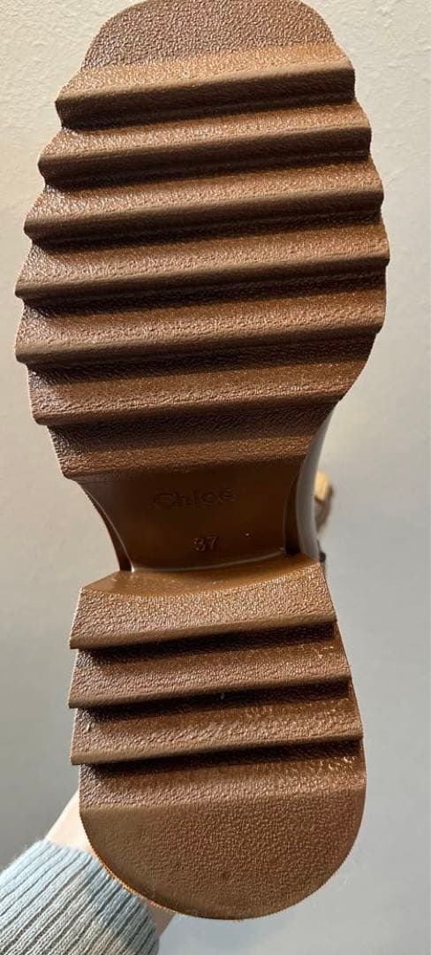 数回着用のみ♪ Chloe PVC キャンバスレインブーツ　ブラウン　晴雨兼用