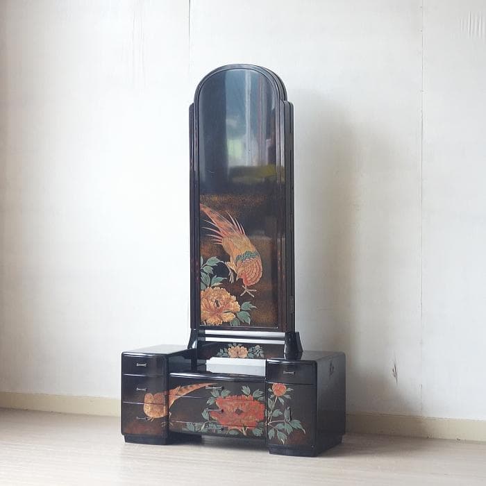 アンティーク　蒔絵　三面鏡　鏡台　漆芸　伝統工芸　骨董　古美術　古家具