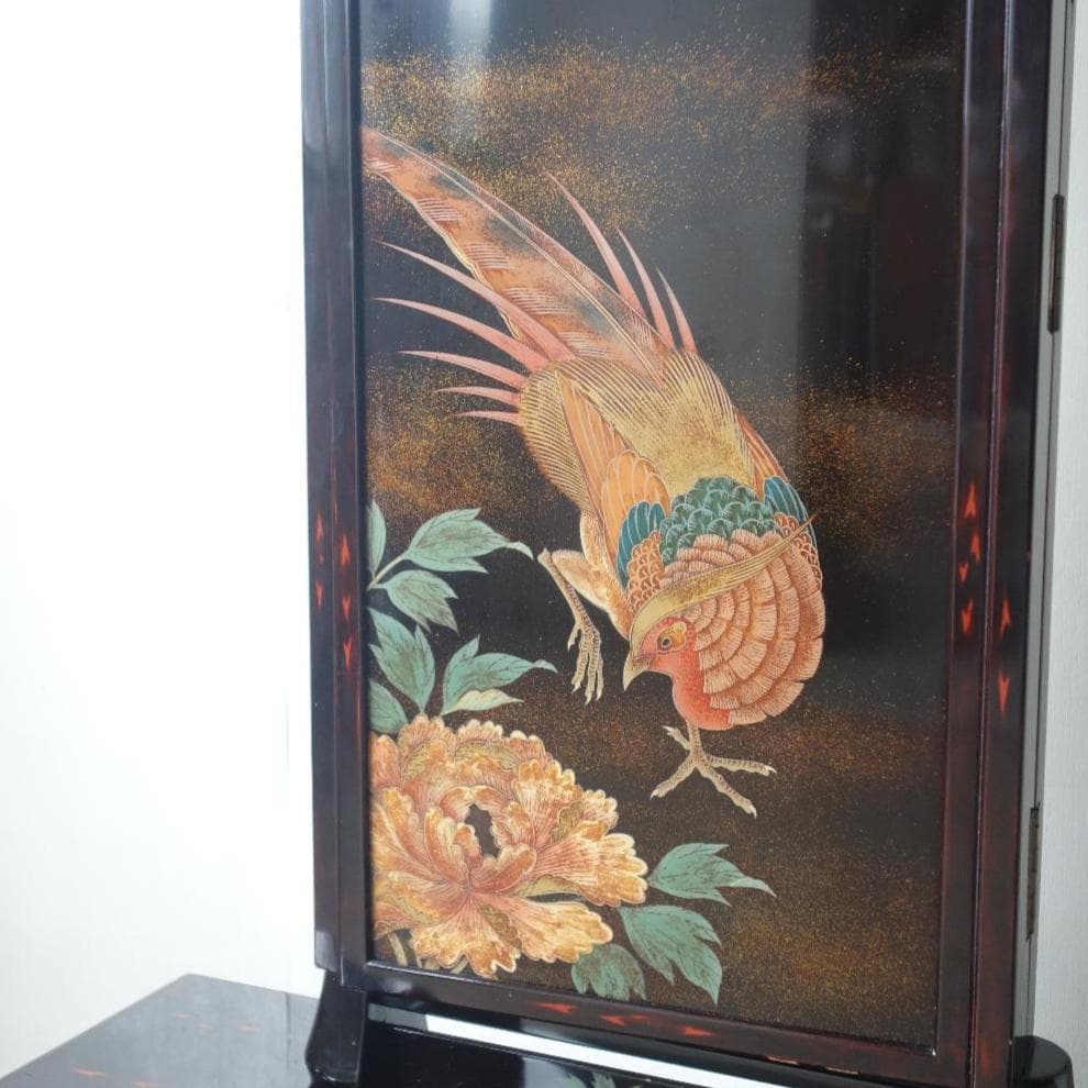 アンティーク　蒔絵　三面鏡　鏡台　漆芸　伝統工芸　骨董　古美術　古家具