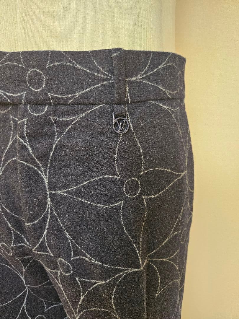 値下げ　ルイ・ヴィトン モノグラムフラワー 総柄スラックス パンツ ウール100