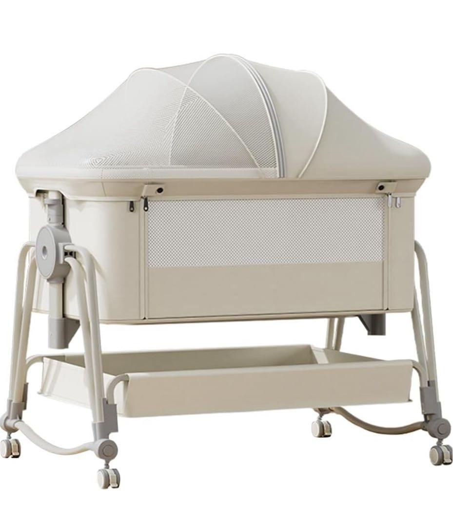 kino linpo ベビーベッド キャスター 収納棚付き 　クリーム色