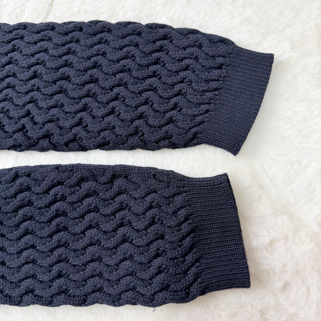 新品✨theory ラウンデッドコットンケーブルカーディガン　25SS ネイビー