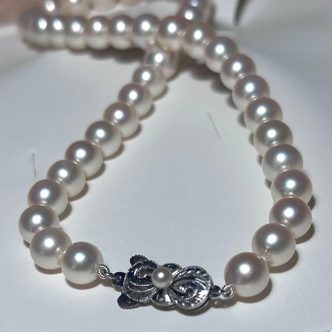 正規糸替◎ミキモト アコヤパール ネックレス K14WG 大珠　38cm 真珠