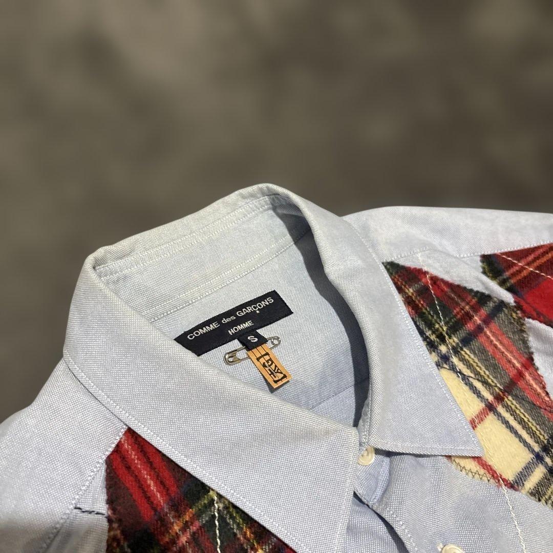 クリーニング済み。コムデギャルソン　アーガイル柄パッチワークシャツ