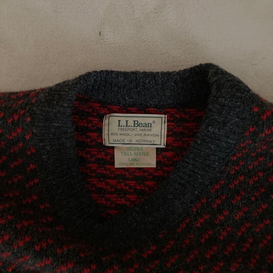 【ノルウェー製 80s】エルエルビーン　バーズアイニット サイズL 希少カラー