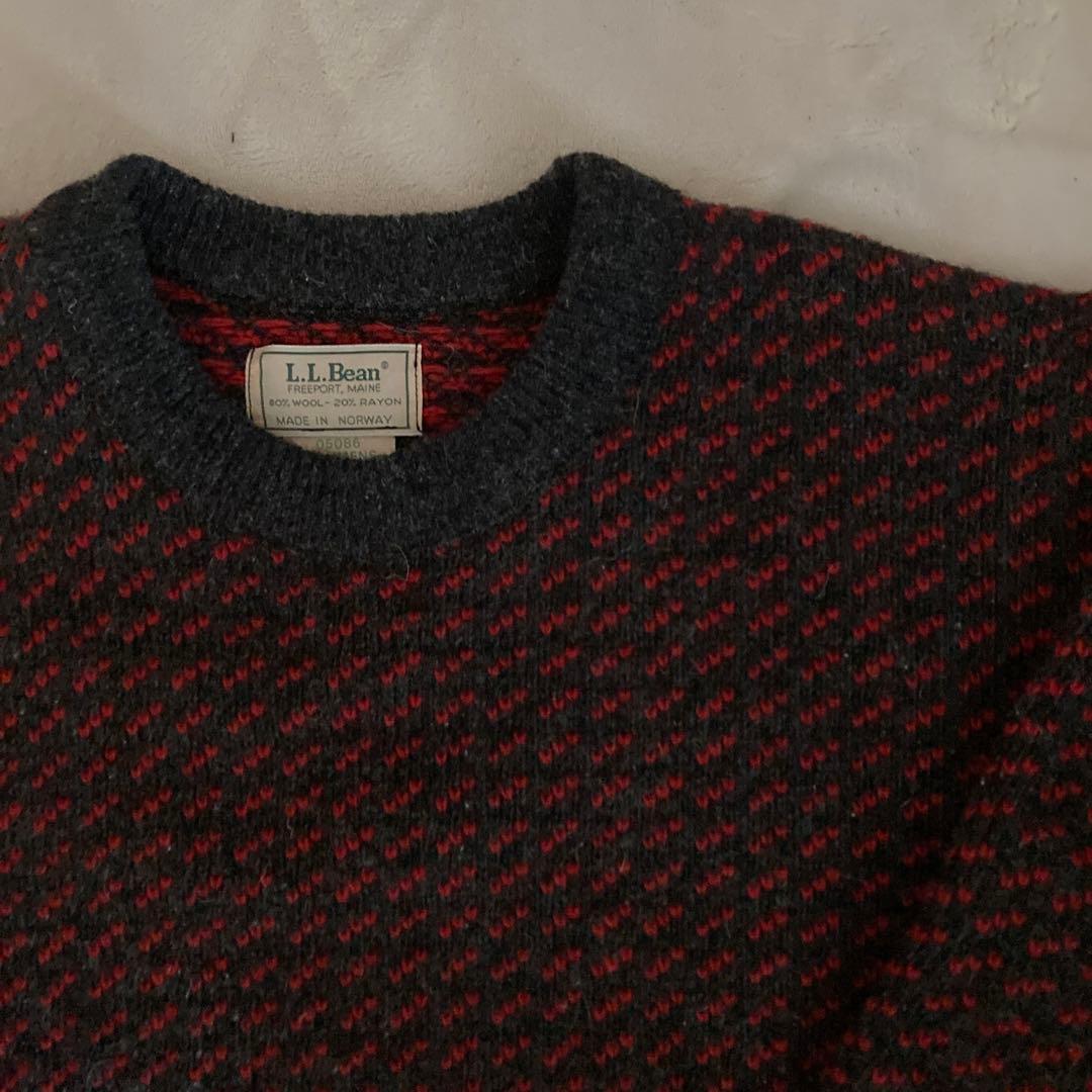 【ノルウェー製 80s】エルエルビーン　バーズアイニット サイズL 希少カラー