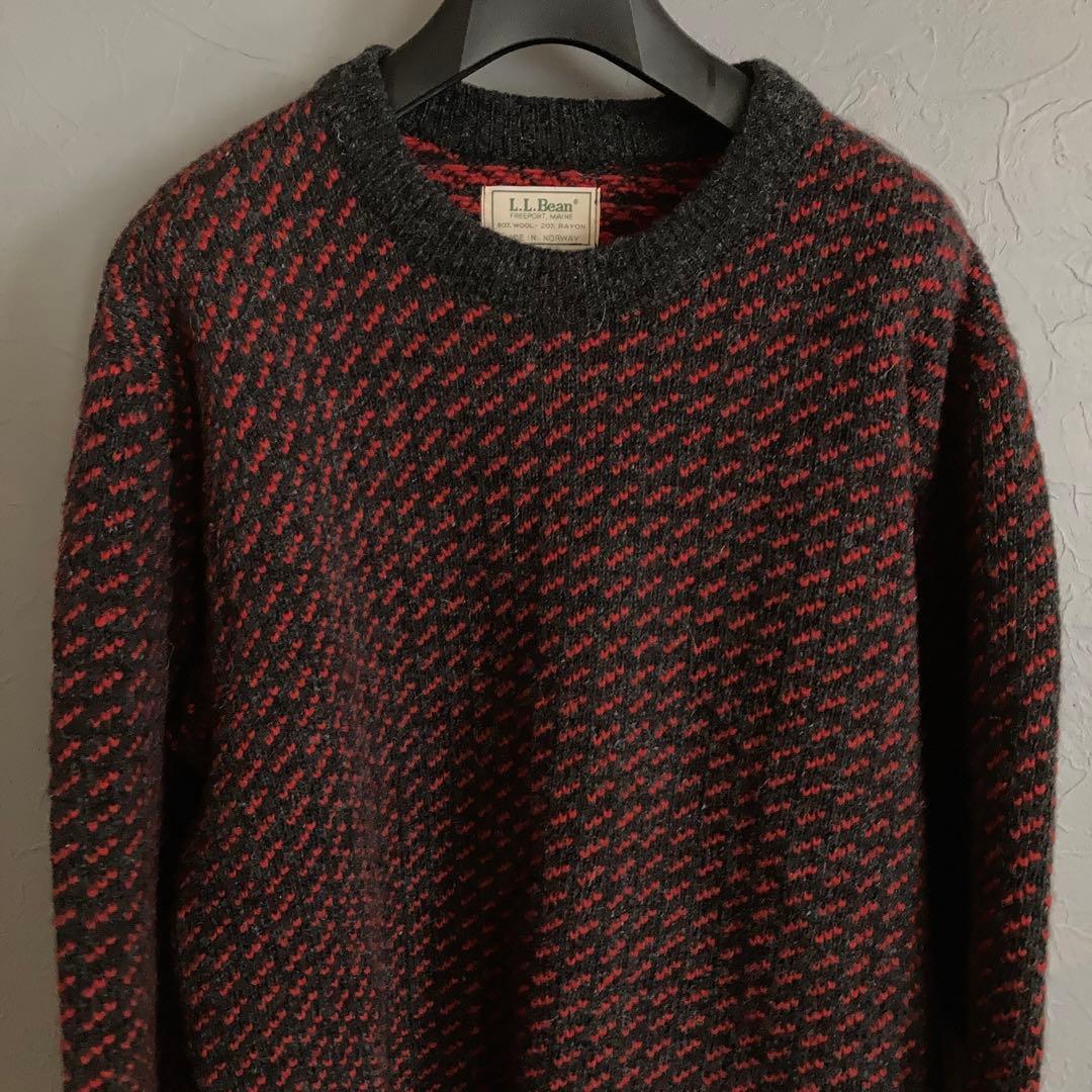 【ノルウェー製 80s】エルエルビーン　バーズアイニット サイズL 希少カラー