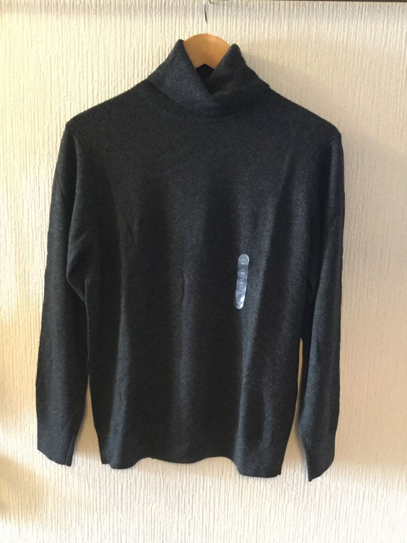 新品◆UNIQLO ユニクロ メンズカシミヤ タートルネックセーター Mブラック