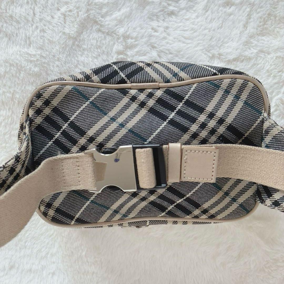 バーバリーブルーレーベル チェック柄 ボディバッグ ウエストポーチ ベージュ系