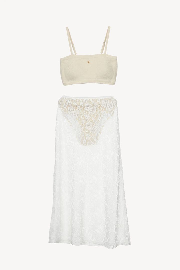 【新品 タグ付】Acka lace layered knit swimwear