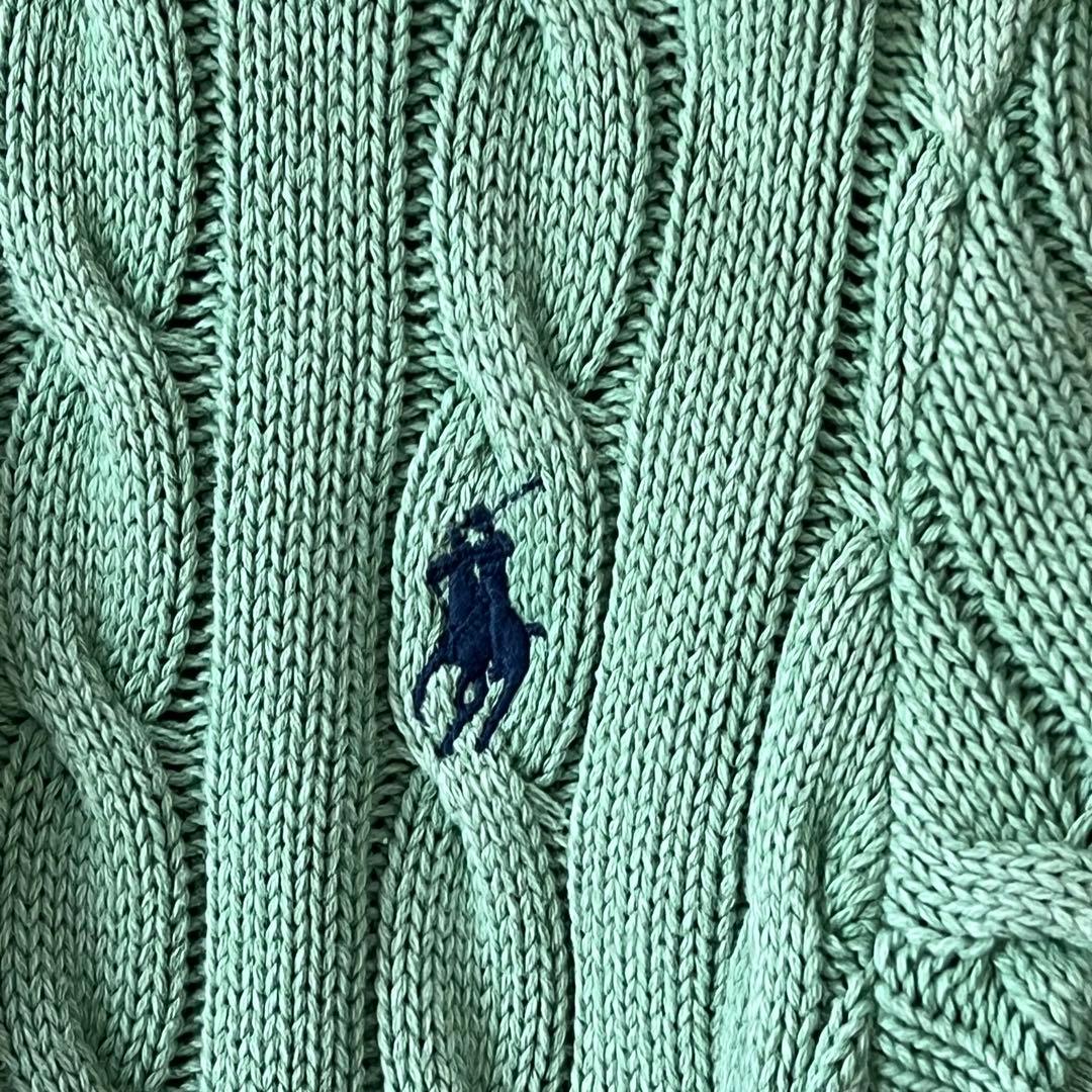 ポロラルフローレン　ケーブルニット　ポロシャツ　ウォッシュ加工