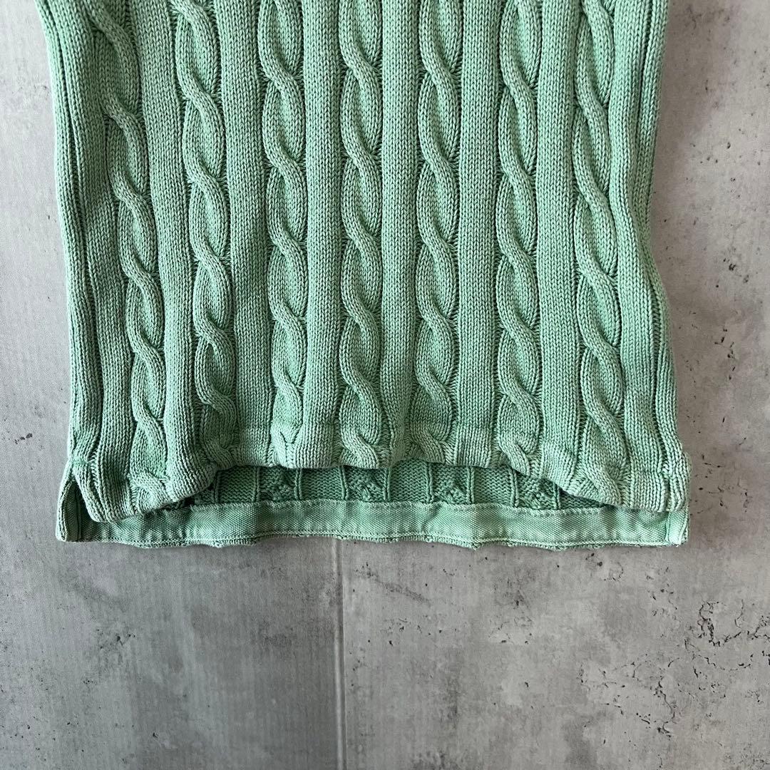 ポロラルフローレン　ケーブルニット　ポロシャツ　ウォッシュ加工