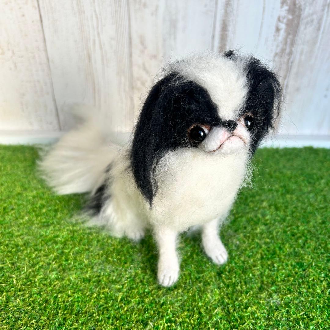 即購入可能。羊毛フェルト【狆】犬　※他にオーダー受付中です。