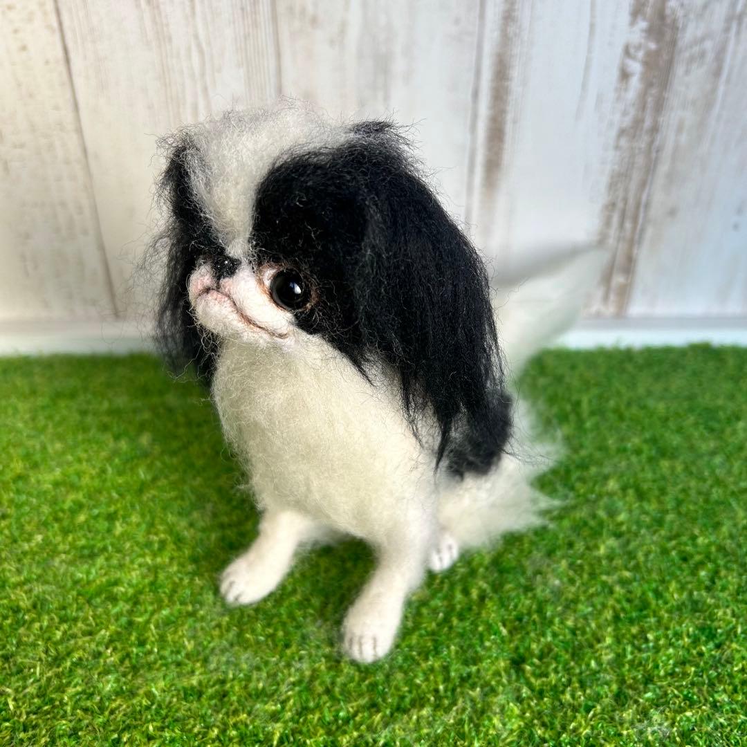 即購入可能。羊毛フェルト【狆】犬　※他にオーダー受付中です。