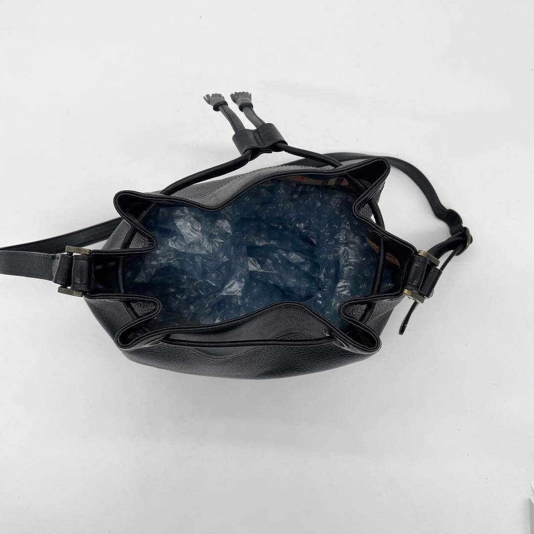 【極美品】バーバリー　ショルダーバッグ　ノバチェック　ホースロゴ　レザー　黒