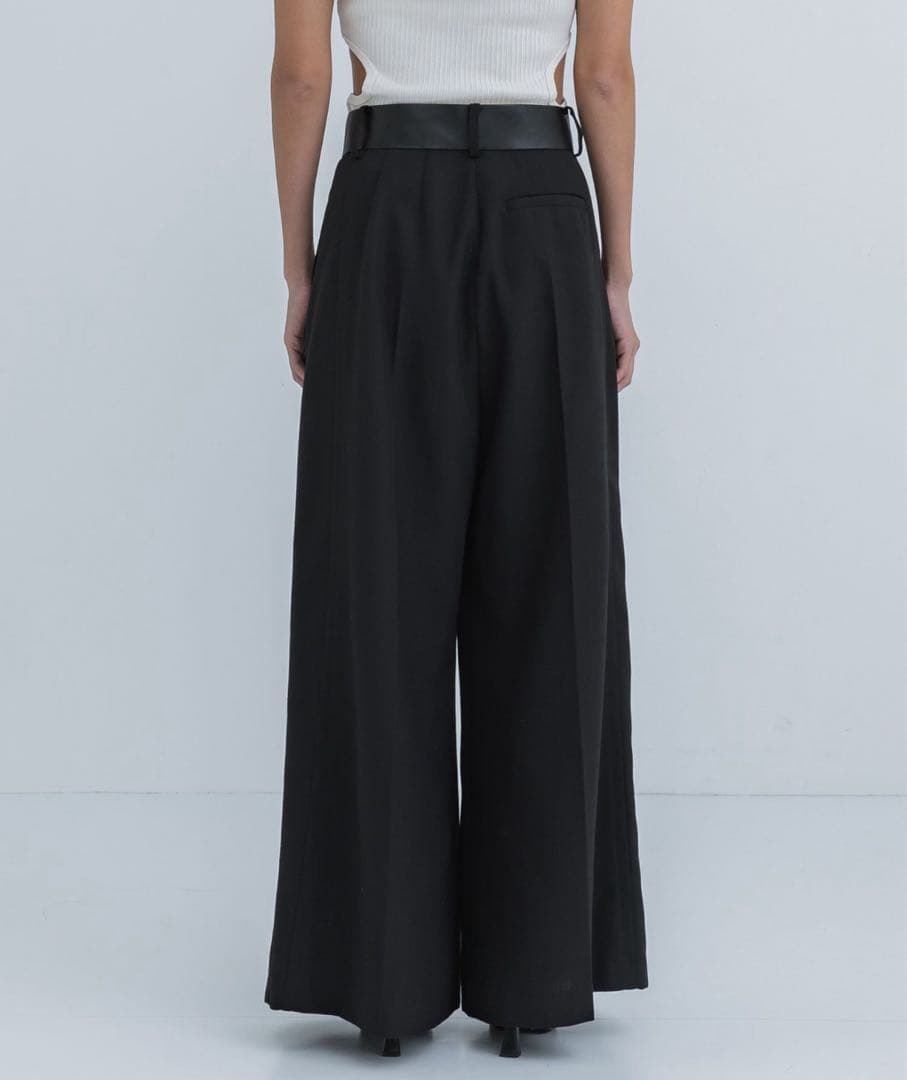 STUDIOUS フェイクリネンフレアトラウザーパンツ