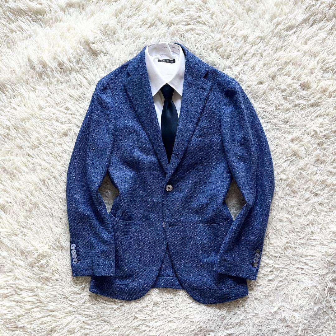 <美品>ブリッラペルイルグスト ブルー ウール シルク リネン ジャケット44