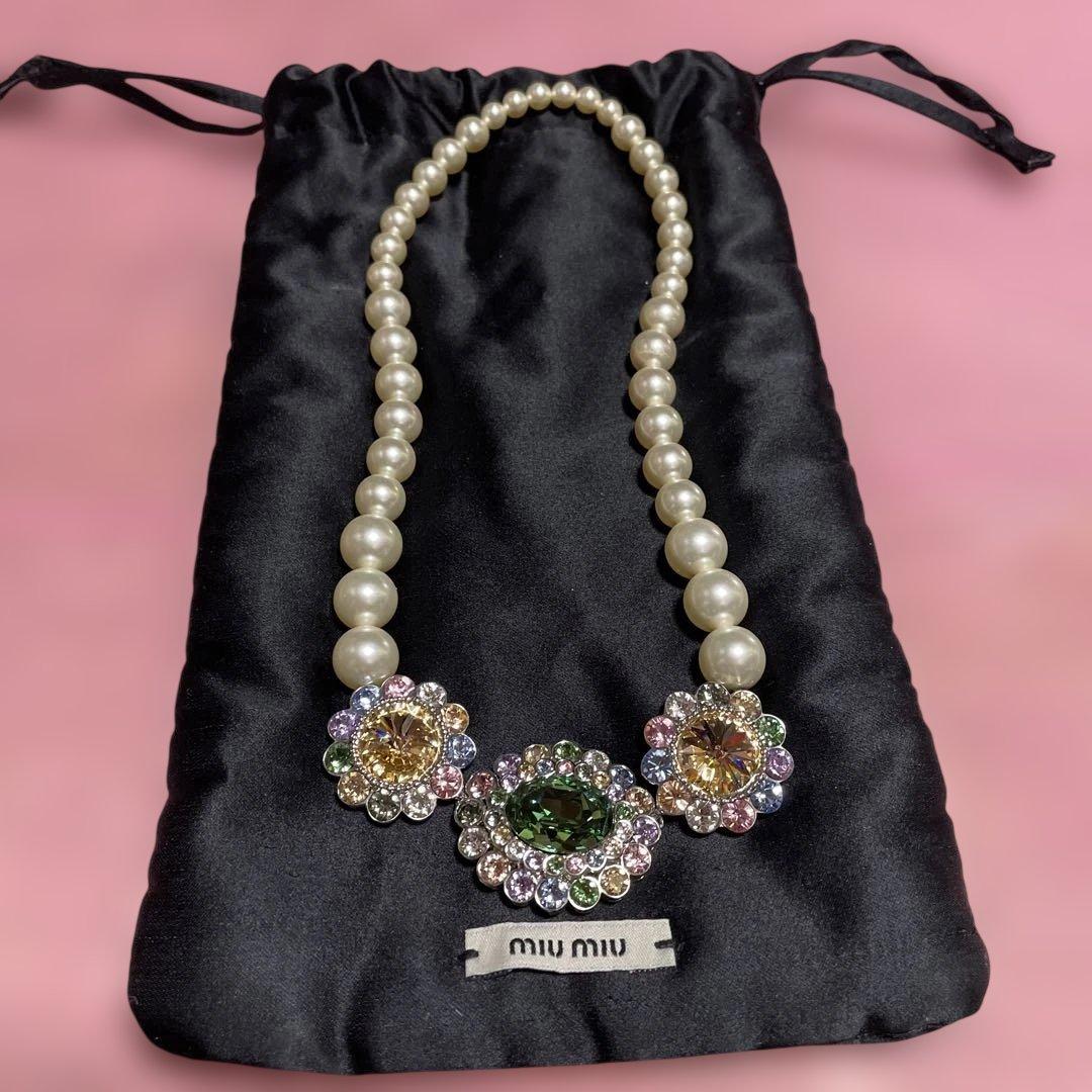 MIU MIU パール ビジュネックレス　美品