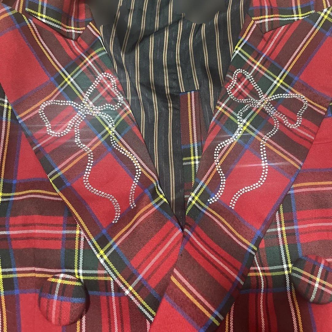 HEIHEI ピークドラペルリボンジャケット　チェック